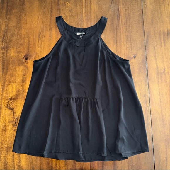 Express Women Sleeveless Top Shirt Small Black High Keyhole Neck Pleated Front S - Picture 1 of 9